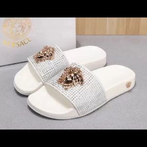 Versace White Slides